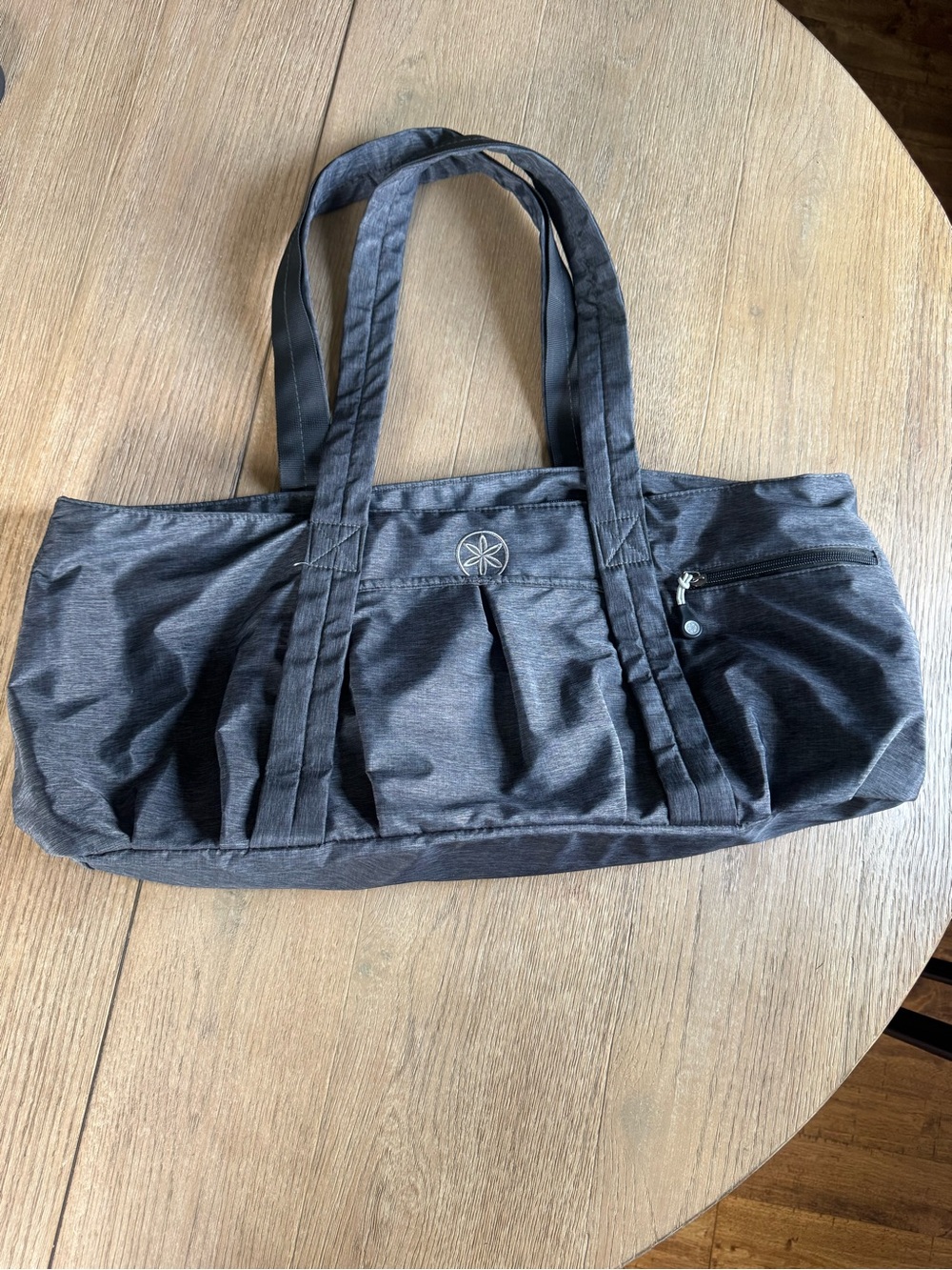 GAIAM Charcoal Gray Shoulder Tote with Exterior Zip Pocket